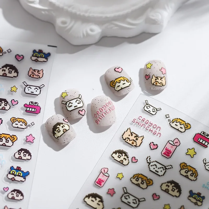 1PCS New Japanese Animation Stickers Animation Peripherals Cute Little Boy Pixel Style Nail Stickers Cartoon Accessories