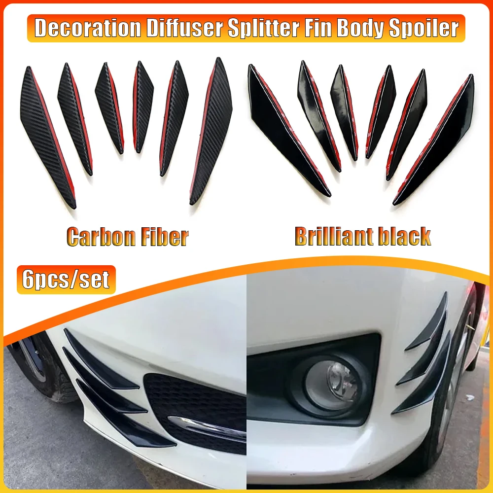 6 Pcs/set Universal Car Decoration Diffuser Splitter Fin Body Spoiler Canard Valence Chin Tuning Canard Front Bumper Lip