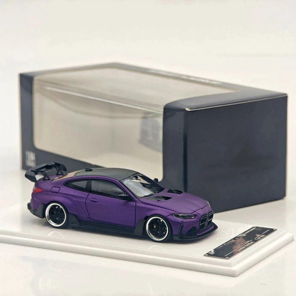 SW 1/64 FOR G82 M4 matte purple Widebody Sports Model Diecast Model Car Miniature Collection vehicle toy models