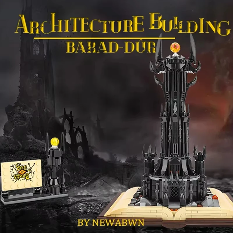 969PCS Magic Gastle on Book Lord Rings Sauron Eye Building Blocks with Led Light Assemble Brick Collection Toy Boy Kids Gifts