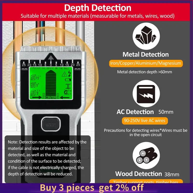 

COME Stud Finder, настенный сканер 7 в 1, многофункциональный настенный детектор для обнаружения шпилек, дерева, металла и проводов переменного тока
