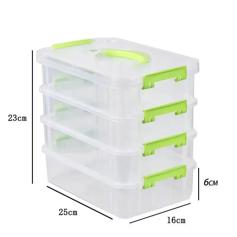 Four Layer Transparent Stackable Storage Box Portable Toy Building Block Organizer Cosmetic Storage Box Household Medicine Box