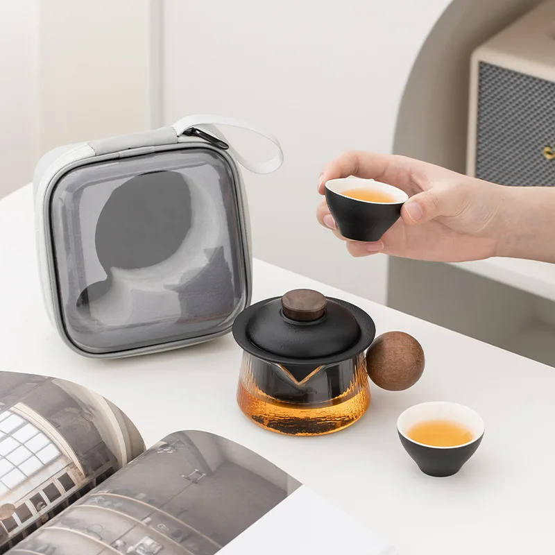 Ball Quick Cup One Pot Two Cups Outdoor Tea Set Set Ceramic Portable Travel Tea Set Quick Cup Tea Set Chinese Kung Fu Tea Set