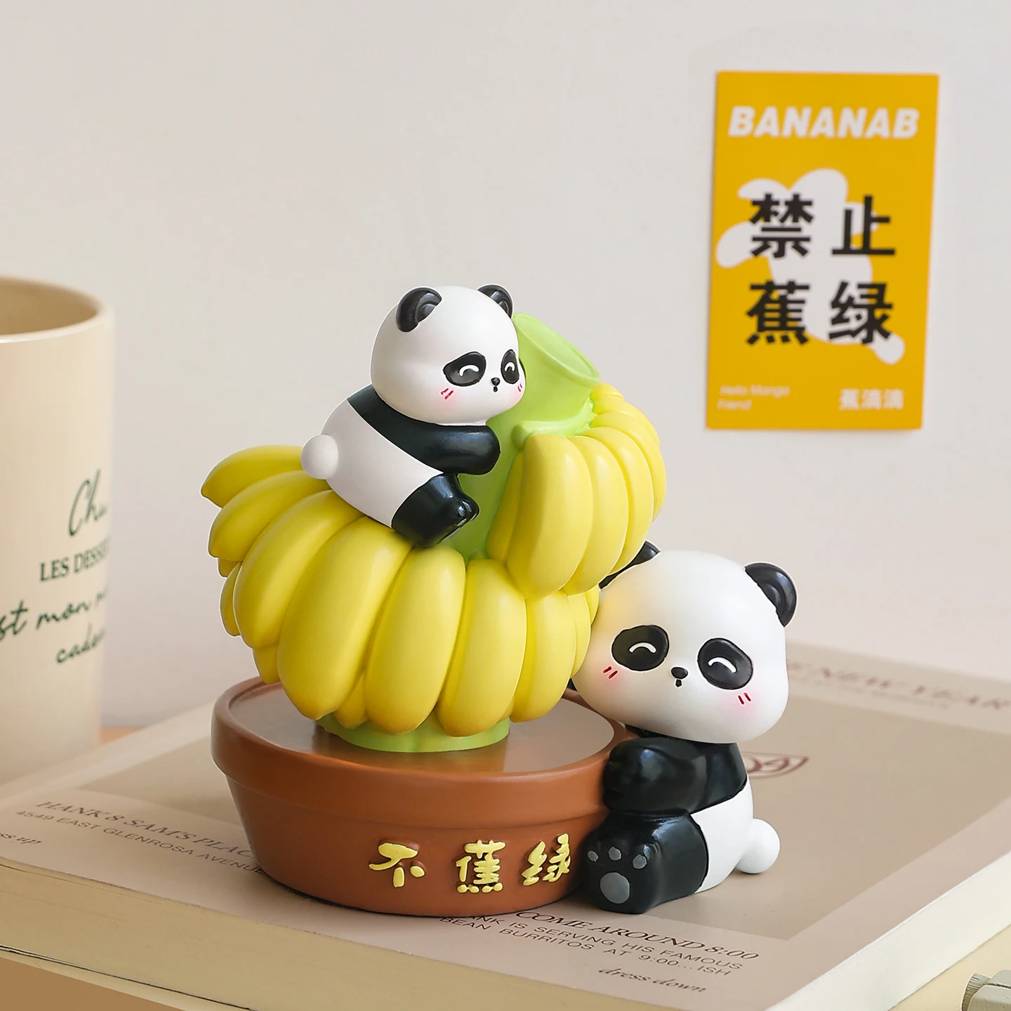 Kawaii Cute Panda Cat Shaped Pen Holder Fruit Plant Desktop Stationery Storage Box Creative Office Desk Organizer Ornament