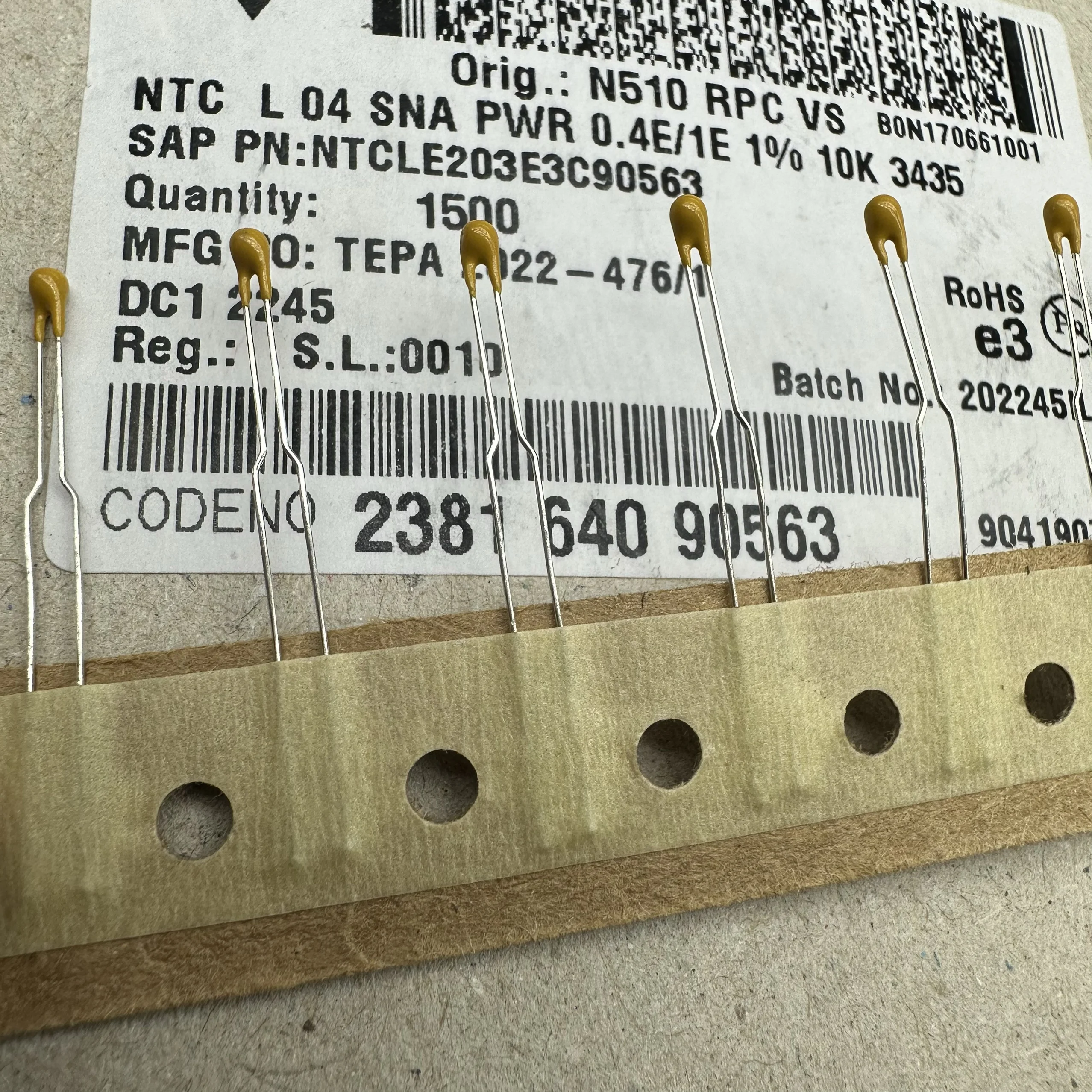 10pcs/Thermistor NTCLE203E3C90563 Yellow Head 10K Imported B Value 3435K Whisky 1% High Precision