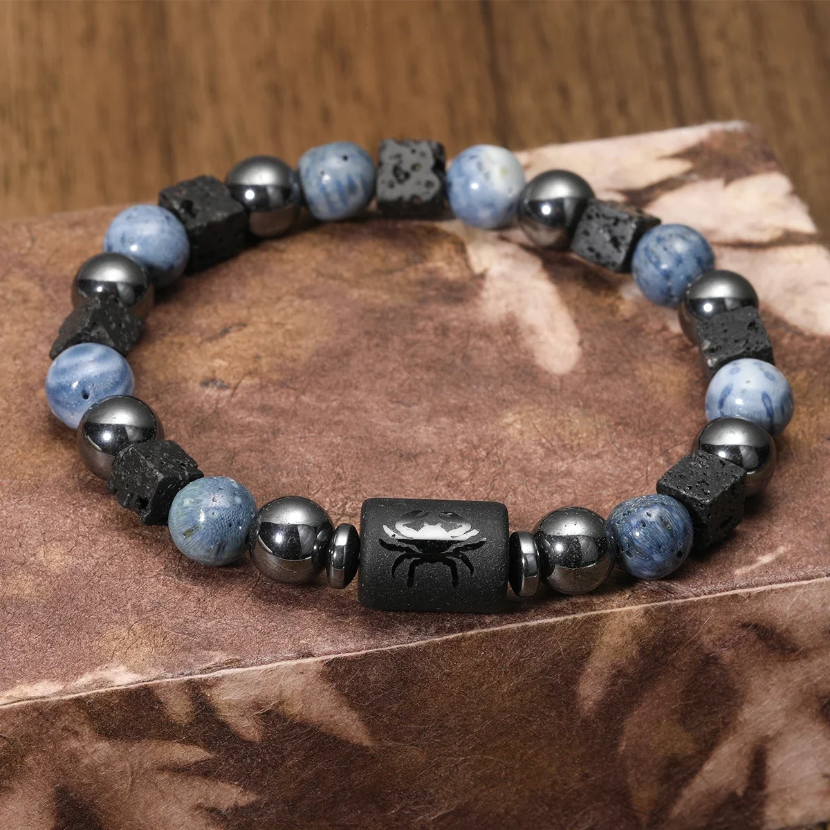 12 Zodiac Signs Natural Blue Coral Stone Bracelets Aries Virgo Pisces Bracelets Ladies Men\'s Couples Friendship Jewelry Gift
