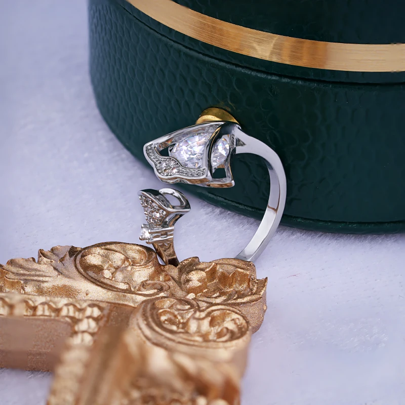 غريب الأشياء عالية الجودة المرأة موضة الثلاثي لامعة الزركون حلقة افتتاح قابل للتعديل خاتم الزفاف مجوهرات الحفلات