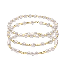 Vlen Shell Pearl Bracelet With 18K Gold Plated Bead Bracelets Stack Pulseras De Mujer Jewelry Valentine Day Gift