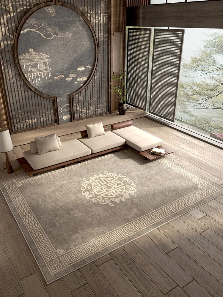 Chinese Style Living Room Carpets Home Bedroom Non Slip Rugs Retro Coffee Table Carpet Large Size Easy To Clean Brown Rug السجاد