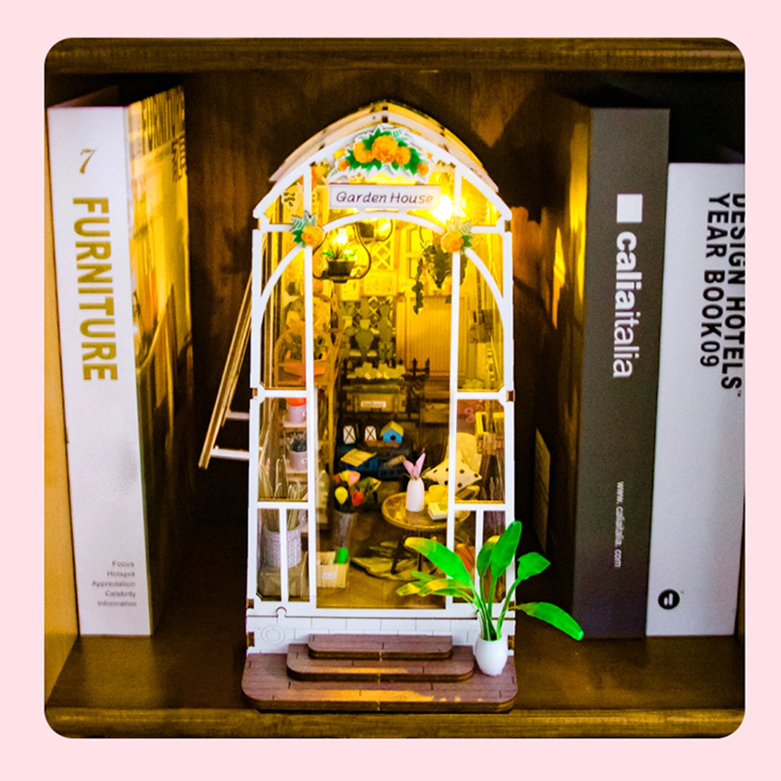 Kit di materiali per angoli per libri da giardino fai-da-te per adulti Robuste miniature assemblate affascinanti per la stanza di casa