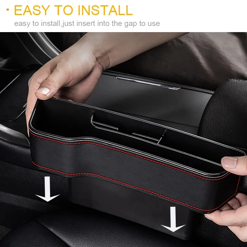 

Leather Car Cup Holder Seat Organizer Holder Car gap storage box leak-proof storage cup holder For Wallet Phone Coins Keys Cards