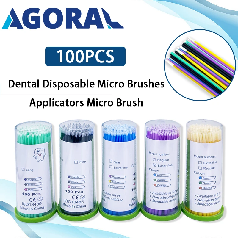 100Pcs Dental Disposable Micro Brushes Applicators Bendable Long Shank Applicators Brush Dentist Tools Dentistry Material