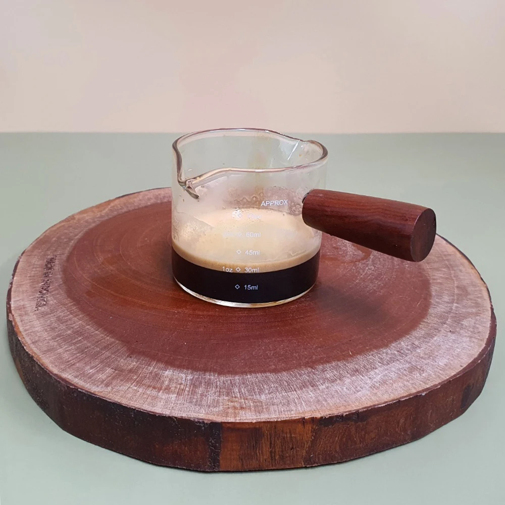 75ml (two-way) glass of wood handle shot shot