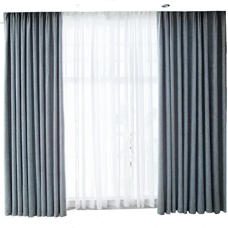 Nordic Chenille Curtains for Living Dining Room Bedroom Simple High Shading Custom Solid Color Luxury Home Decor Texture