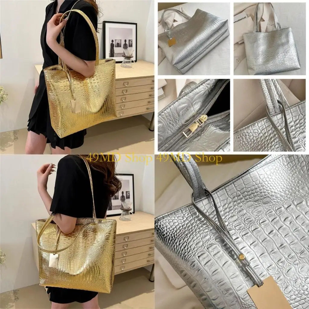 

49MD PU Leather Handbags for Women Large Capacity Shoulder Bag Shopping Dating Bag