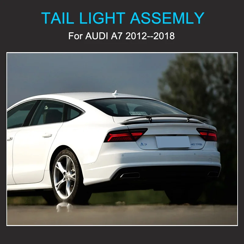 1 Pair LED Taillights Assembly For Audi A7 S7 RS7 2012-2018 Tail Lamps Plug and Play with LED Dynamic Turning Rear Taillights
