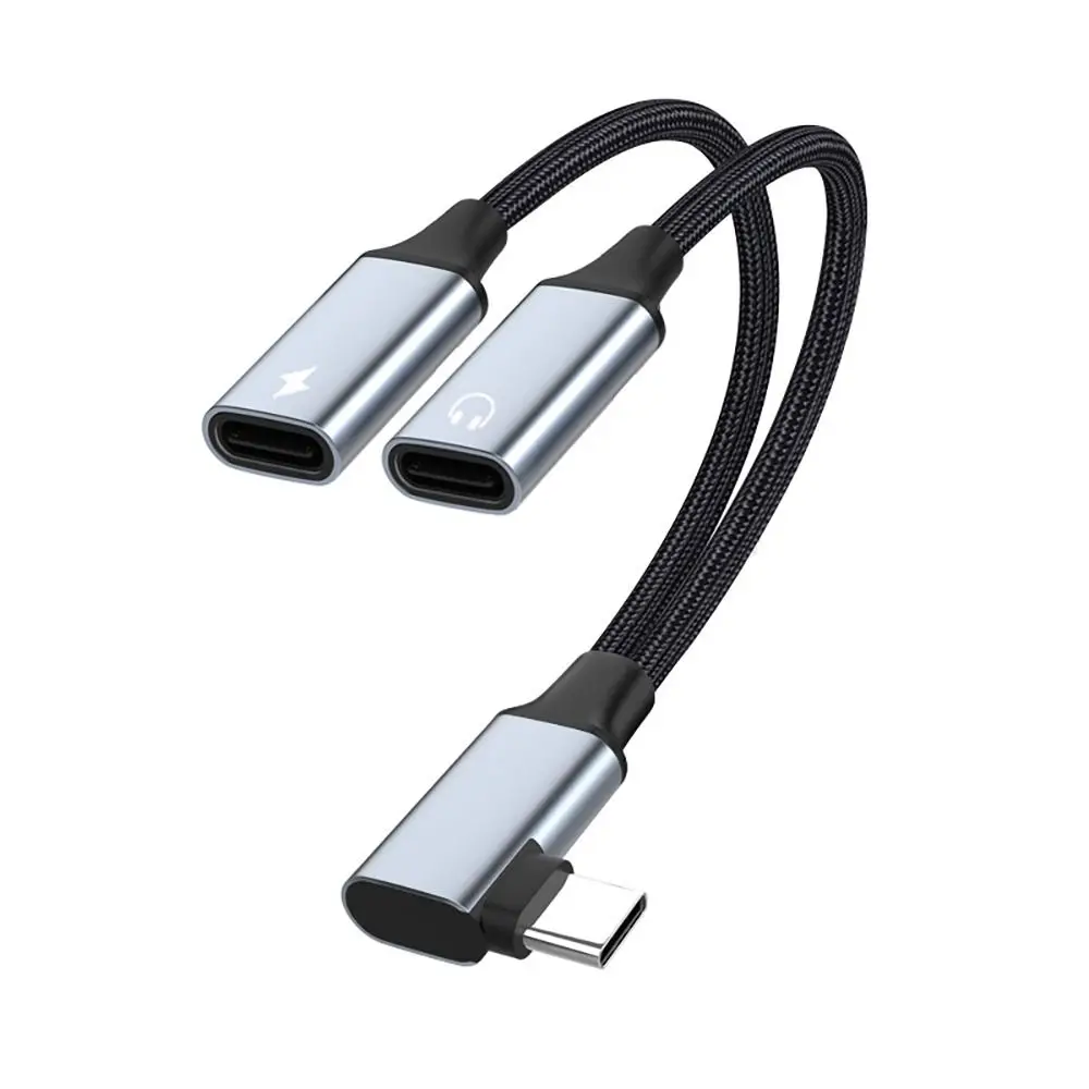 

Professional Data Transfer USB Type C Audio Converter 2 in 1 Elbow Charging Cable Laptop DAC Decorder USB-C to 3.5mm Home Office