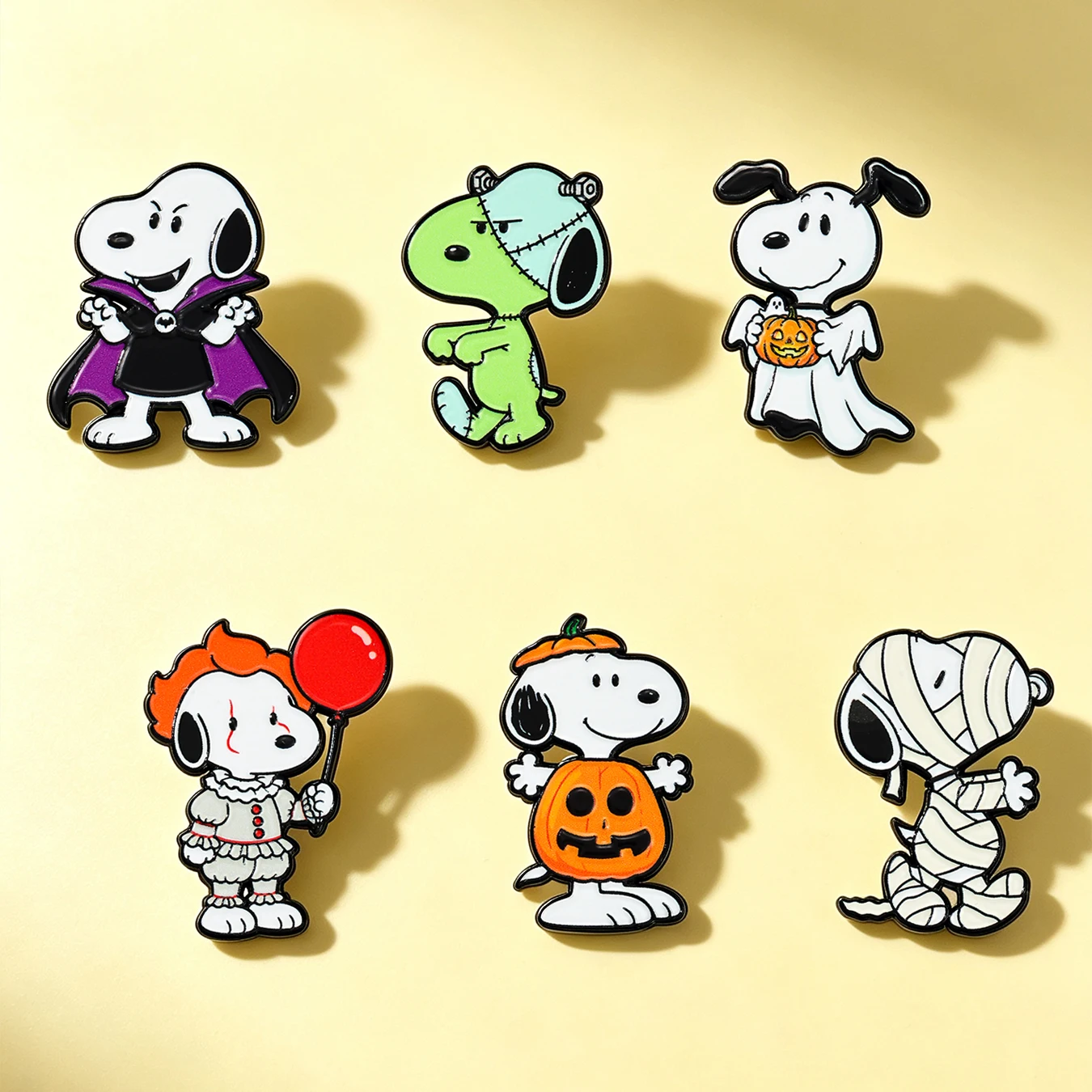 6-teiliges Halloween-Cartoon-Welpen-Emaille-Pin-Set, niedliche Hexenhut-Feiertagsbroschen, dekorative Sammler-Pins für Rucksäcke, Geschenk – Detail 5