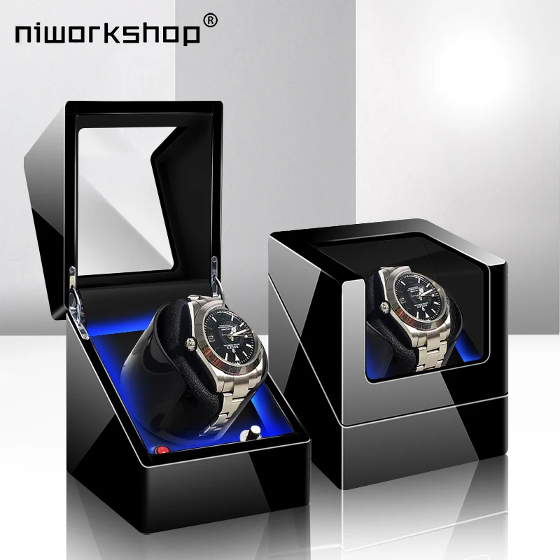 Niworkshop Watch Winder for Automatic Watches 1 Slot Watch Storage Case,Wood Shell Piano Finish Watch box,Silent Motor