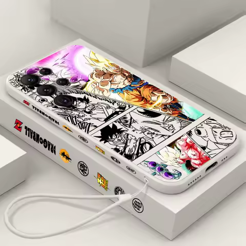 Trend D-Dragon Ball Art Comics Liquid Left Rope For Samsung Galaxy S24 S23 S22 S21 S20 FE S10 Ultra Plus Lite 5G Cover Funda