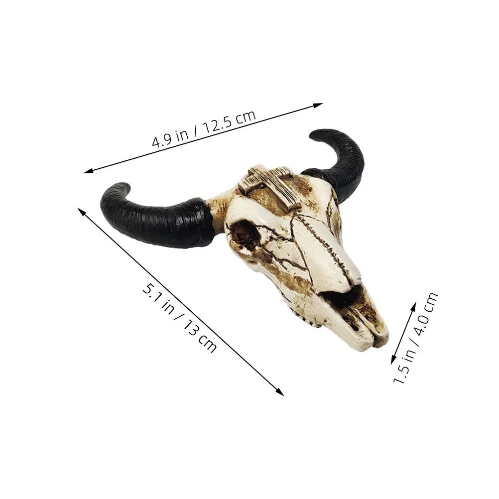 Vintage Resin Cross Horn Skull Wall Hanging Bull Skull Head Decor Rustic Animal Wall Decoration for Home Office Living Room