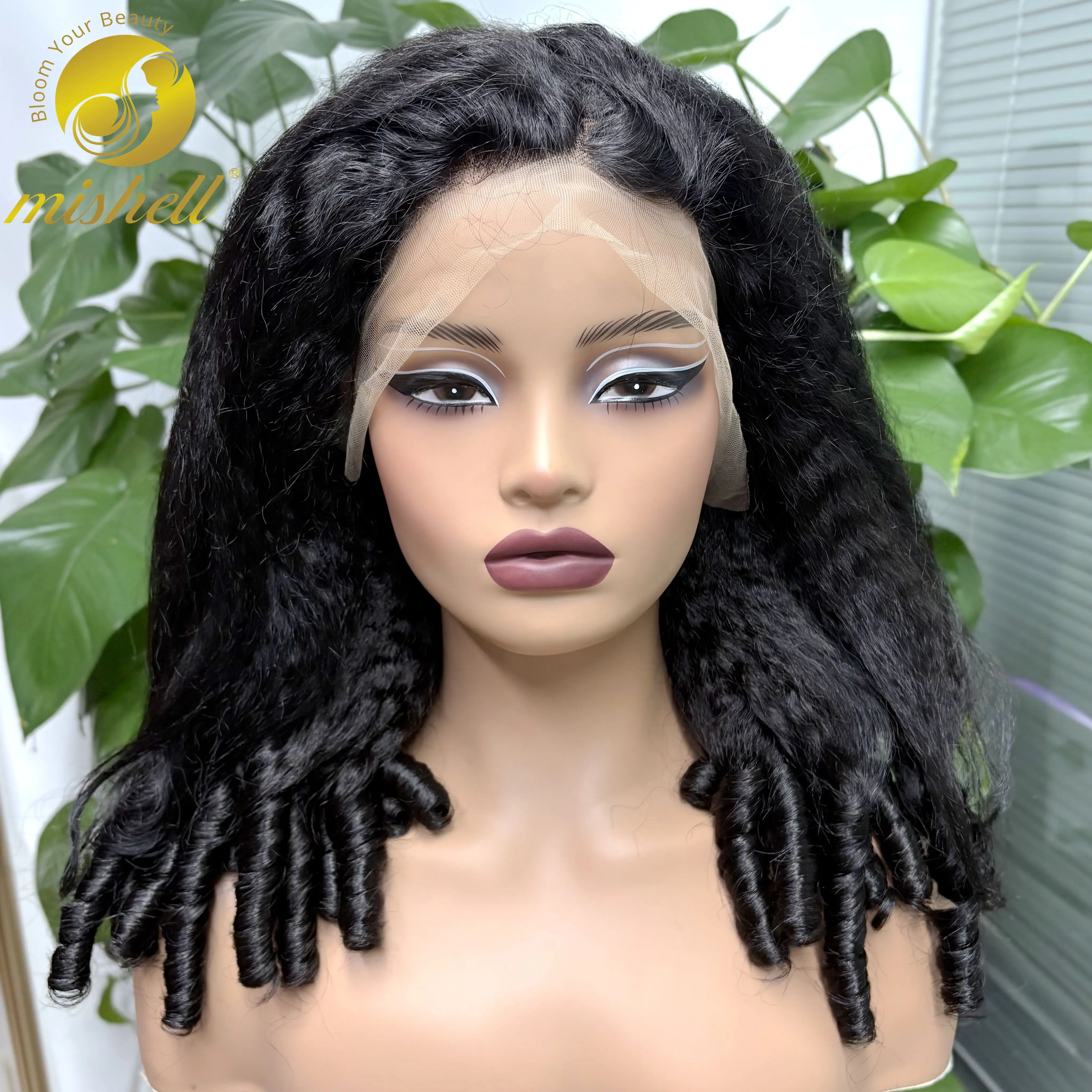 Peluca de cabello humano liso y rizado de 20 pulgadas y 350% de espesor, pelucas de cabello rizado en espiral, peluca de cabello Remy brasileño de color Frontal de encaje 13x4 para mujer