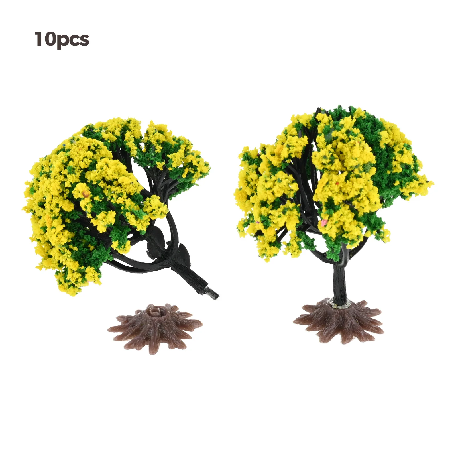 Árbol de flores amarillas en miniatura, 10 piezas, 6cm, modelo de tren, paisaje de árbol Artificial, decoración de ferrocarril, accesorios de paisaje de construcción