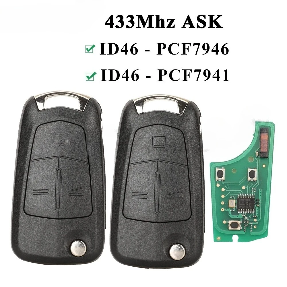 

jingyuqin Flip Remote Car Key 433Mhz For Opel/Vauxhall Astra H 2004-2009 Zafira B 2005-2013 Vectra C 2002-2008 Corsa D 2007-2012