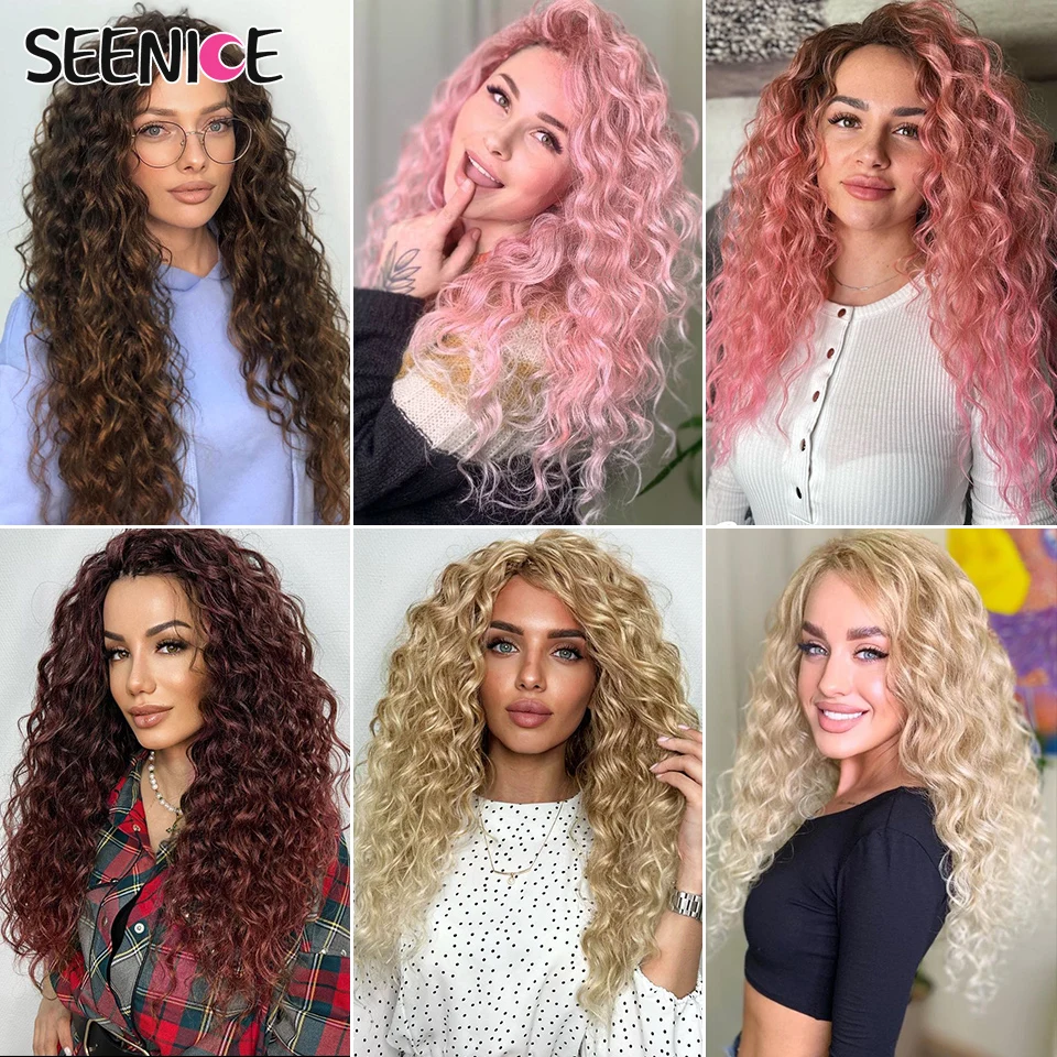 Afro Curls Deep Wavy Twist Crochet Hair Extensions 18-24Inch Ombre Green Pink Water Wave Synthetic Curly Braiding Hair for Women