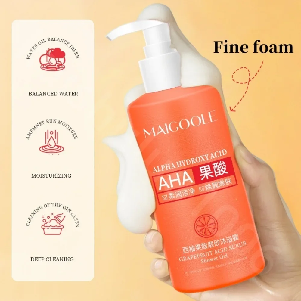 AHA GRAPEFRUIT ACID SCRUB Body Wash Deep Cleansing Gentle Moisturizing Exfoliating Long-Lasting Fragrance Shower Gel