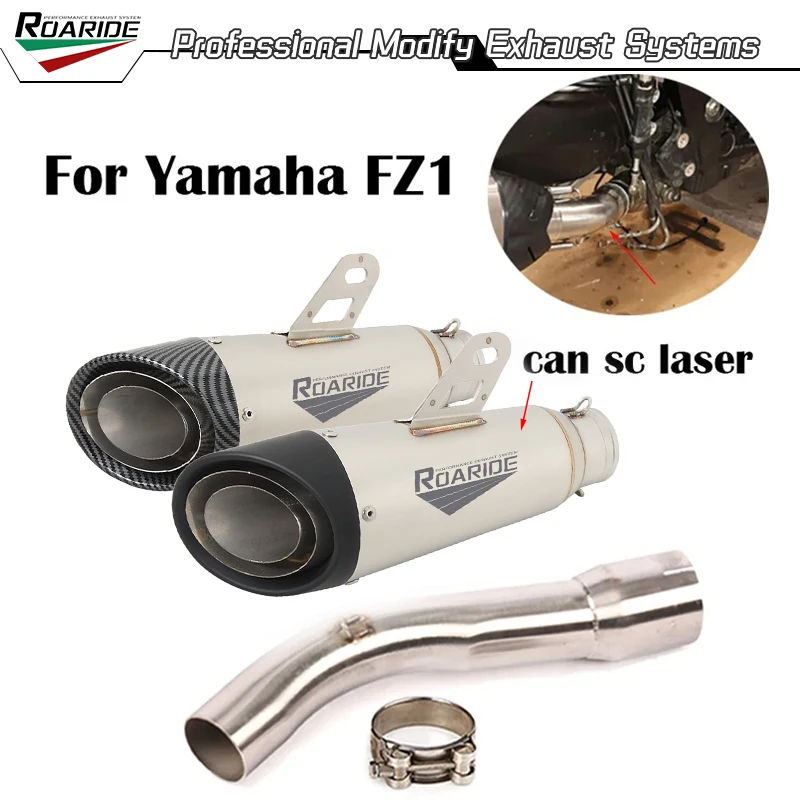 For Yamaha FZ1 FZ1N N S F FZ1000 2006 - 2015 51mm Motorcycle Exhaust System Slip On Escape Mid Connect Link Pipe Stainless Steel