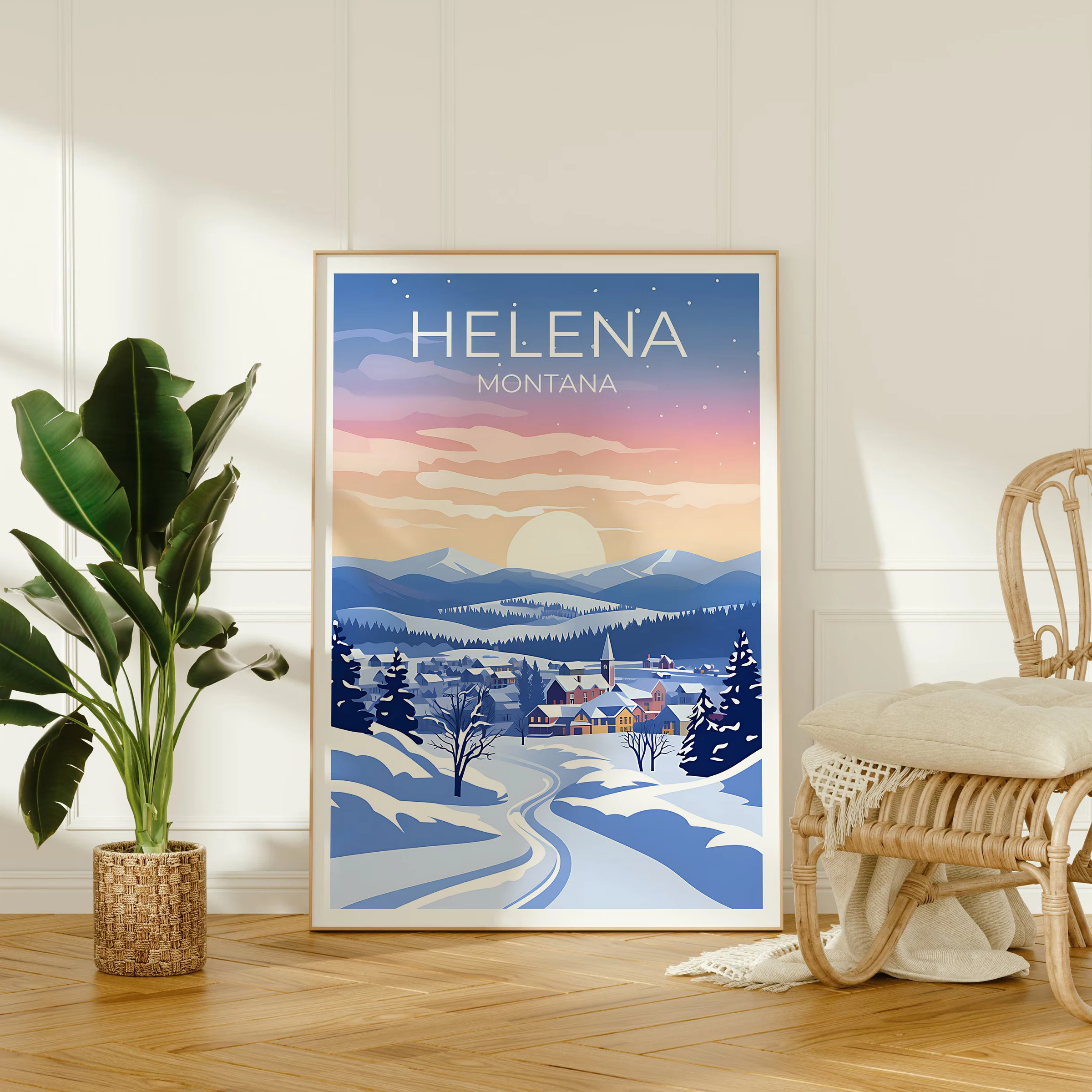 

Helena Travel Poster, Montana Wall Decor, Snowy Town Poster, Winter Poster, Home Decor, Suitable for Bedroom and Living Room