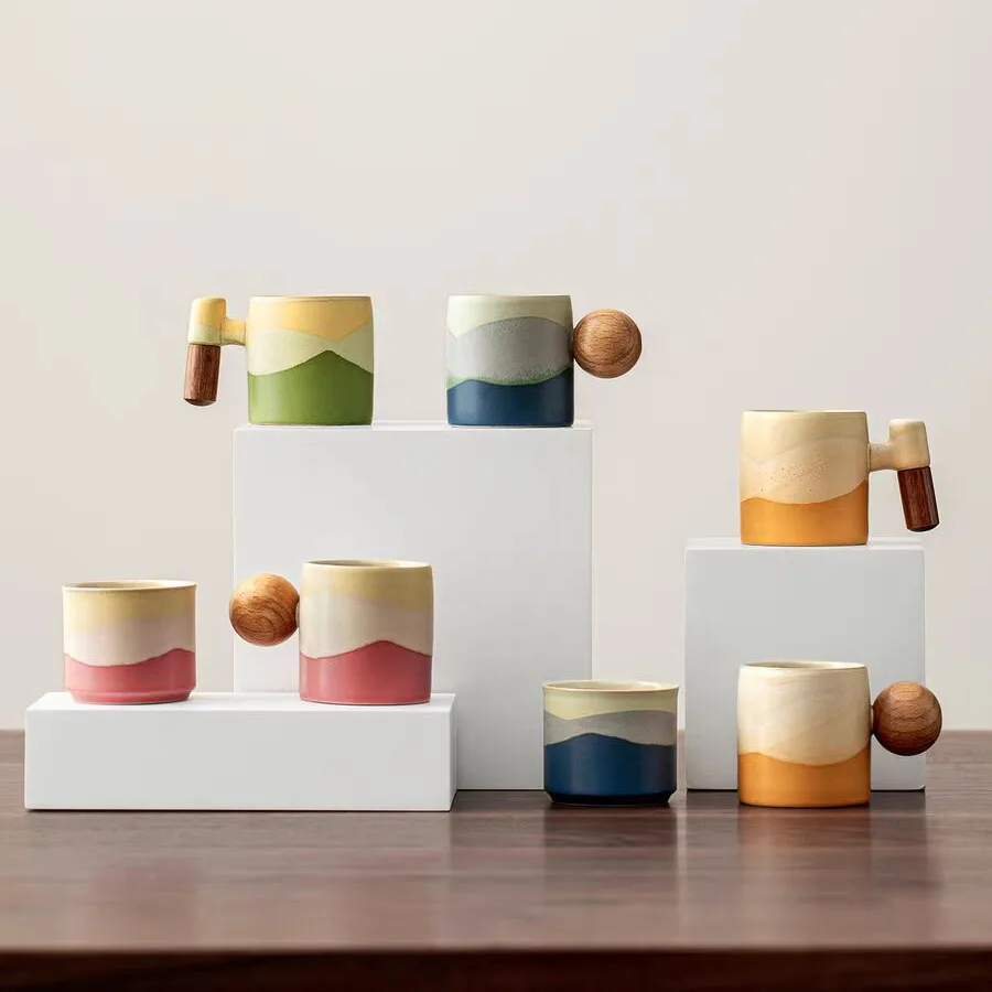 Modern minimalist ceramic coffee cup, suitable for couples, small mini cup, suitable for family cafe applications