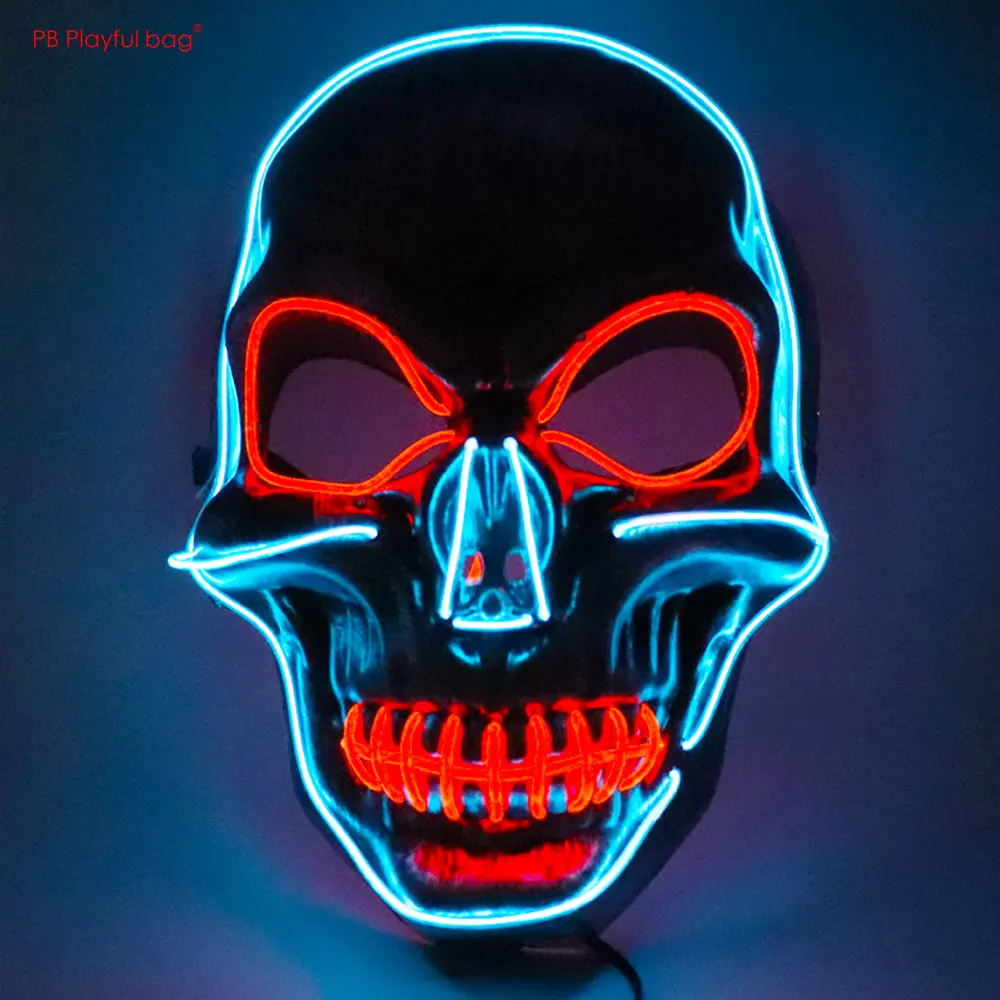 Halloween Party Horror Mask Ghost Head Skull LED Glow Mask Cosplay Props Festival Decoration Toy AC182 view 3