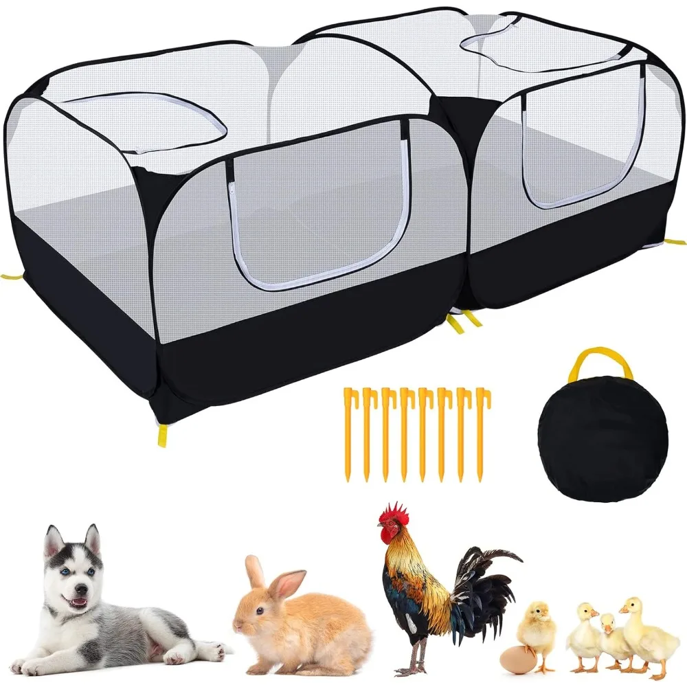 

Small Animals Playpen,Pet Cage Tent Large Chicken Run Coop with Detachable Bottom Breathable Transparent Mesh Walls, Foldable
