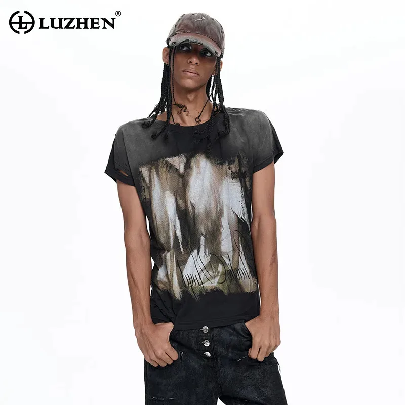 LUZHEN Round Personalized Pattern 2026 Neck Slim T-shirts Summer Men's Fashion Handsome Street Casual Short Sleeve Tops JY8467
