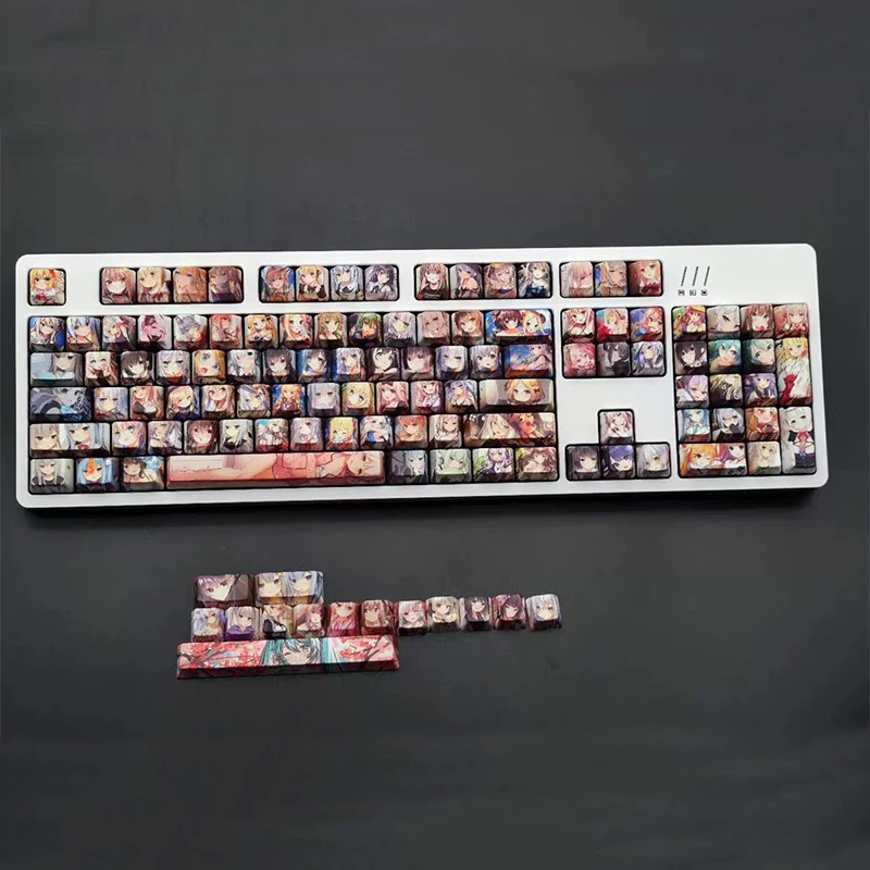 

Qiuli pear pbt hot sublimation keycaps mechanical personality animation 104/87 key astringency picture oem anime Ahegao Keycaps