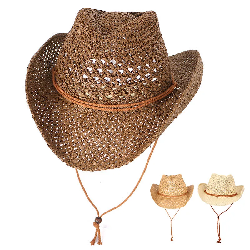 Summer Sun Hat Men Women 2024 Vintage Western Chapeau Cowgirl Cowboy Hat Outdoor Beach jeans Sunhat Straw Caps