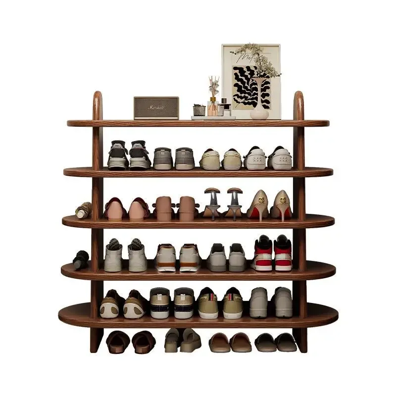 Solid wood shoe entry door household storage cabinet bedroom door multi-layer small integrated shoe rack free installation