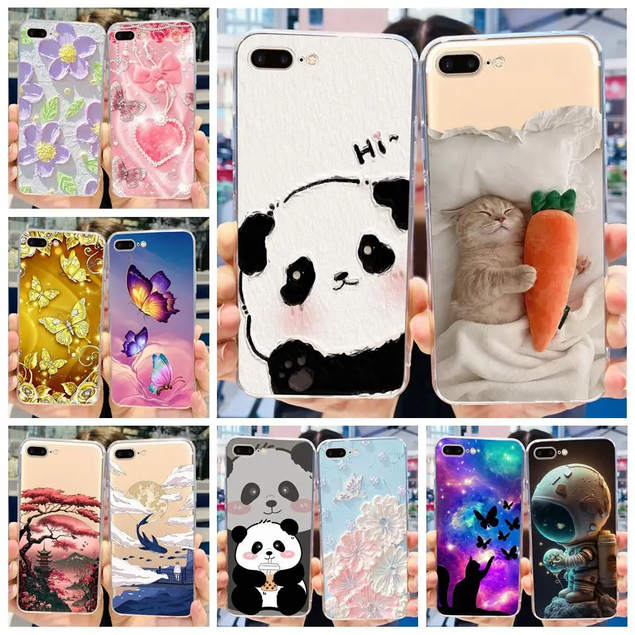 For IPhone 7 Plus Case iPhone8 Plus Fashion Painted Cover Clear Silicone Phone Case For iPhone 8 iPhone7 Plus Soft Fundas Bumper
