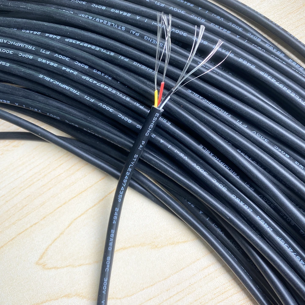 18AWG 20AWG 22AWG 24AWG 26AWG 28 AWG RVV 3 Cores Tinned Copper Conductor Electric RVV Cable 3PIN Black soft sheathed wire