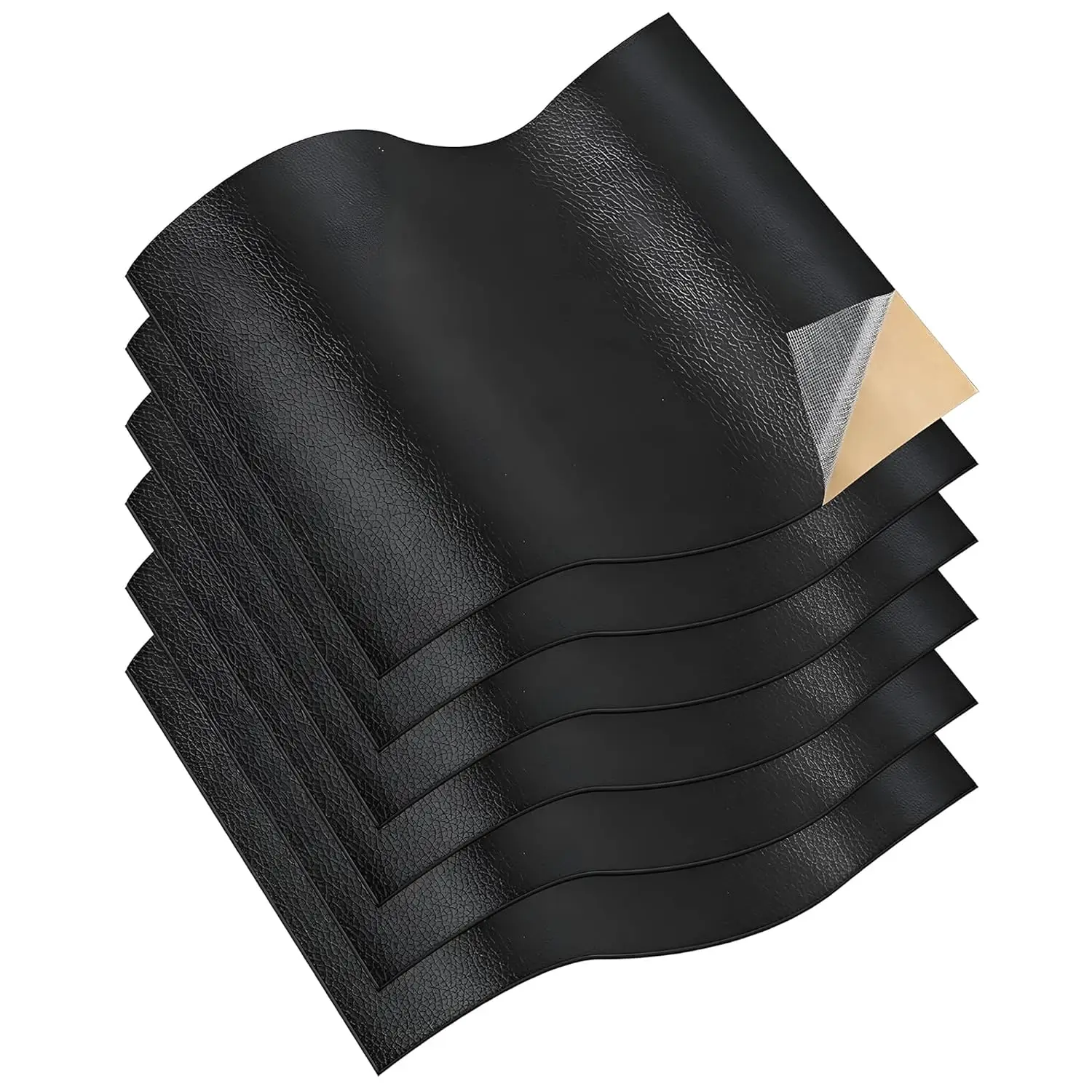 

Faux Leather Self-Adhesive Repair Set, 20 x 30 cm, Pack of 6 - Black Waterproof Patches for Couch, Car Seat, Bags