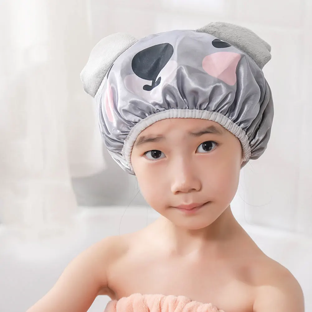 

2pcs Cartoon Shower Cap for Kids Reusable Bath Bonnet Lightweight Elastic Face Wash Sleep Hat Toddler Girls Infant Children