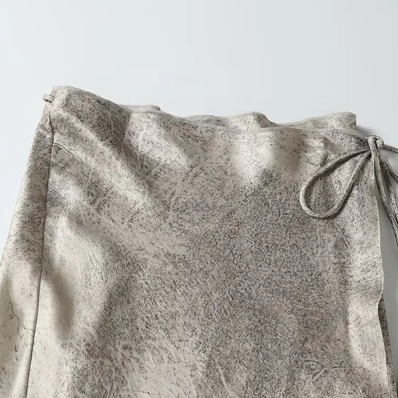 Ele – jupe mi-longue trapèze en Satin imprimé pour femmes, jupe taille haute, nouvelle collection été 2024