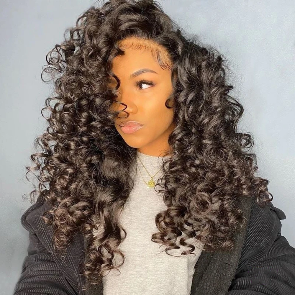 Synthetic Lace Front Curly Wig Pre Plcuked 13x4 Lace Front Wig Afro Kinky Curly Wig Heat Resistant Fiber Synthetic Curly Wig