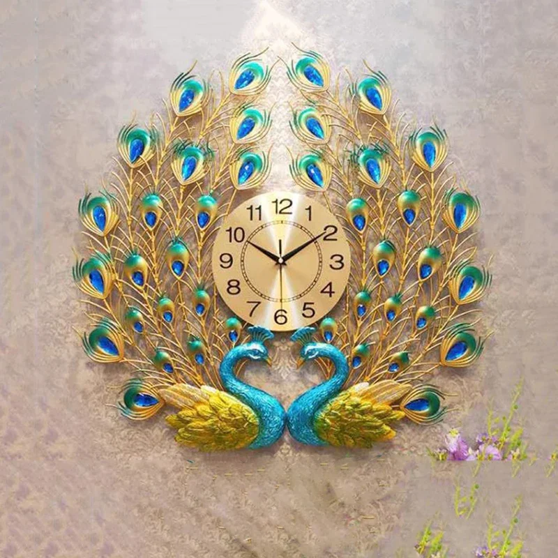 Best Sellers Peacock Round Wall Watch Aesthetic Modern Living Room Luxury Wall Watch Digital Design Orologio Da Parete Ornaments