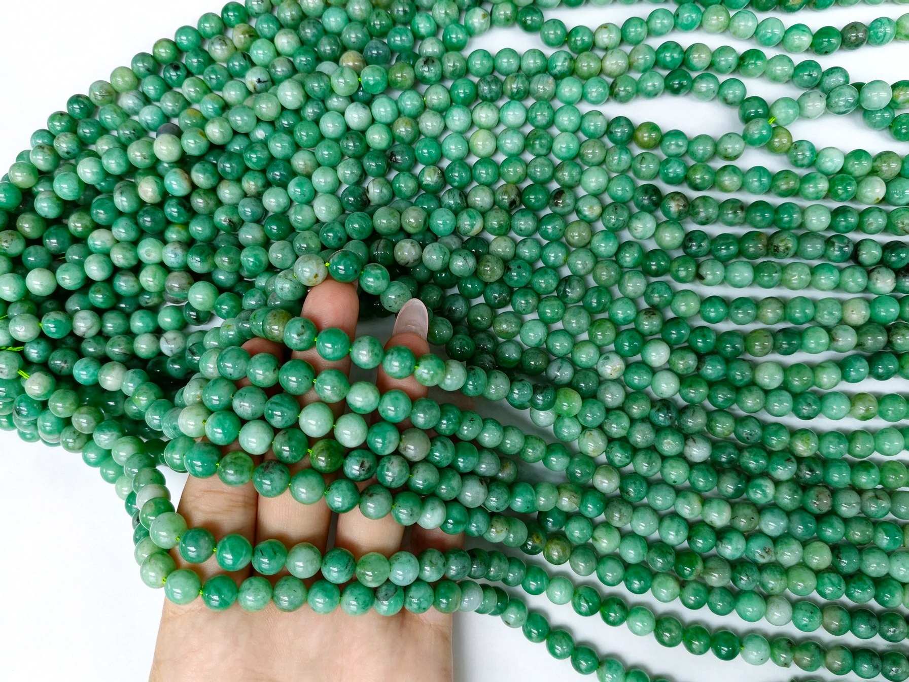 6MM Natural Green Emerald Round Semi-precious Jewelry Stones Gemstones Beads