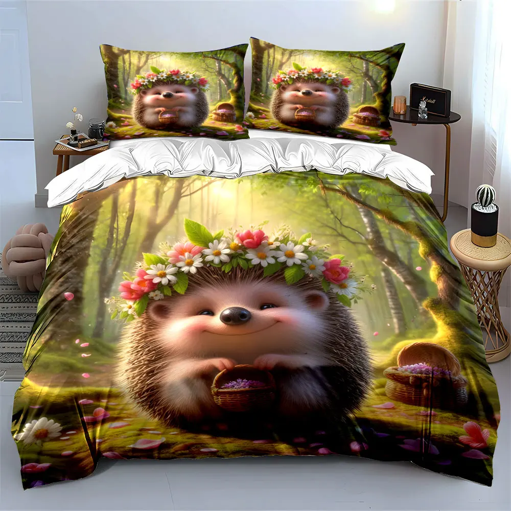 Cute Hedgehog Trio Decoration Set Multiple sizes kid's and adults' bedroom Exquisite 3PC bedding set, gift