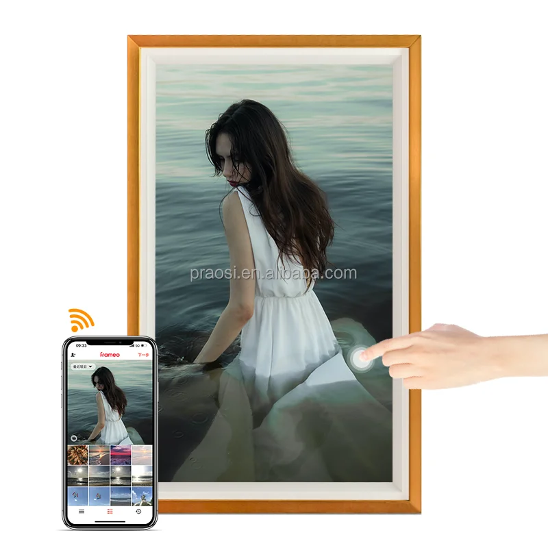 

PROS Frameo apps 32 inch Wooden Digital Photo Picture Frame IPS 1920*1080 with Wifi share your moment by phone