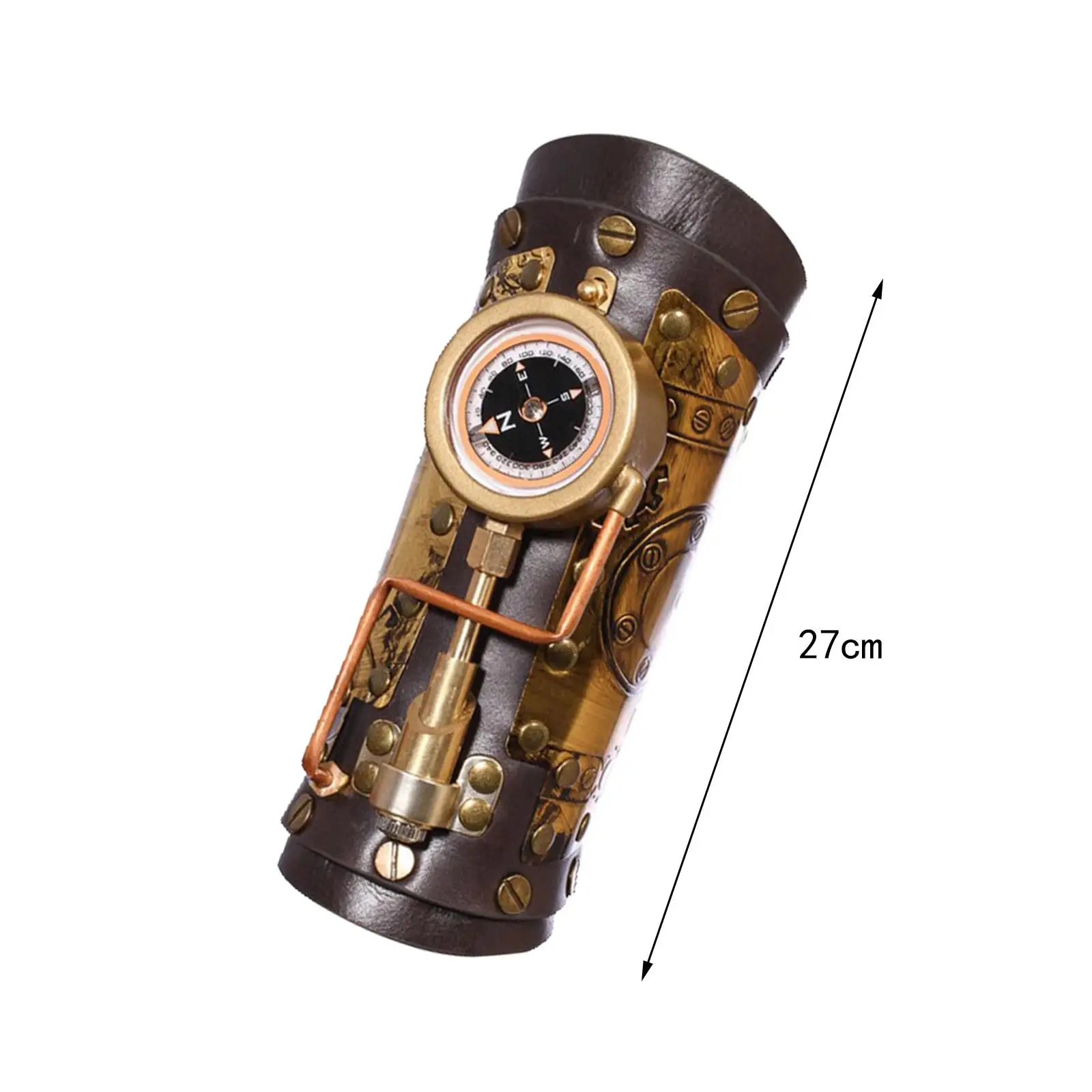 

Steampunk Arm Sleeve with Compass Women Men Durable PU Leather Reusable Arm Bracer for Cosplay Festive Masquerade Party Carnival